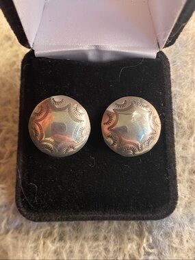 Vintage Native American Sterling Silver Dome Earrings
